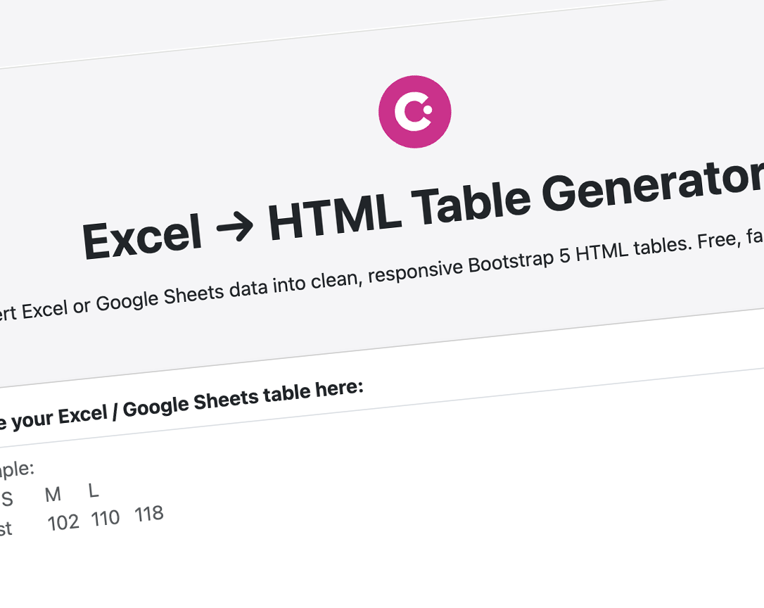 Excel to HTML Generator preview